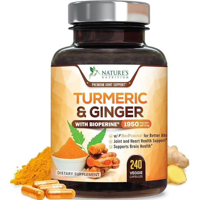 Turmeric Curcumin with BioPerine, Ginger, 1950mg, Joint Support, 240 Vegan Capsules.