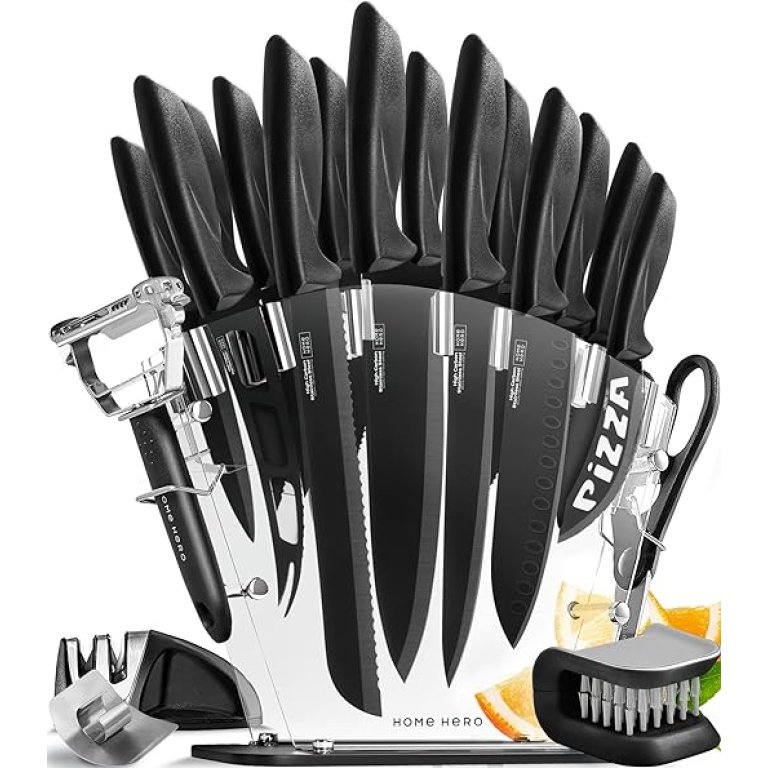 Home Hero 20-Piece Kitchen Knife Set, Professional Design, High Carbon Stainless Steel.