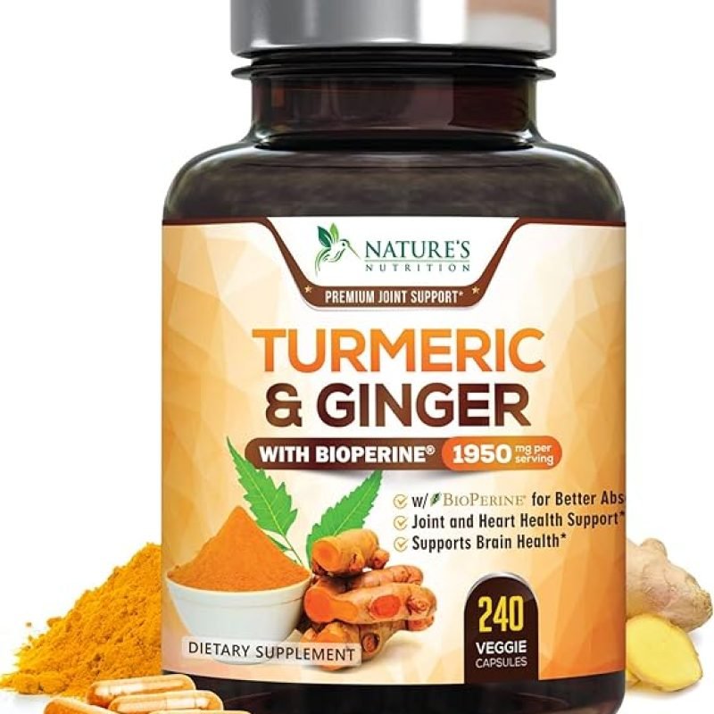 Turmeric Curcumin with BioPerine, Ginger, 1950mg, Joint Support, 240 Vegan Capsules.