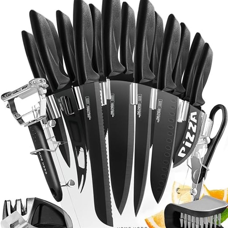 Home Hero 20-Piece Kitchen Knife Set, Professional Design, High Carbon Stainless Steel.